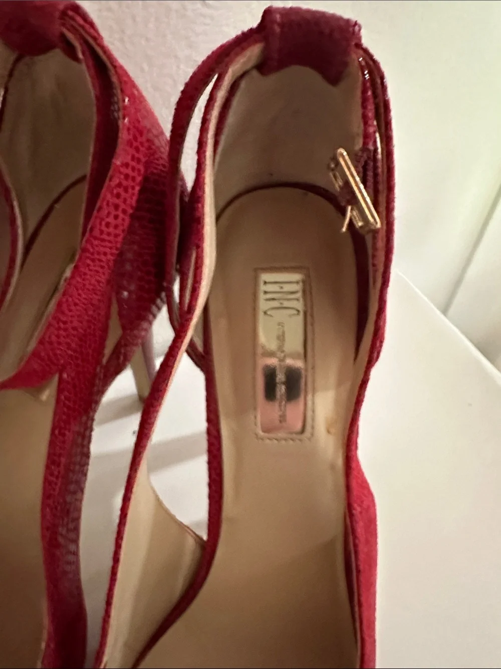 INC International Concepts Red Textured Snake-Print High Heel Pumps